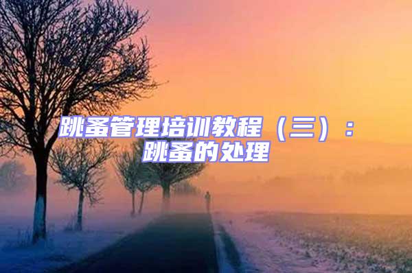 跳蚤管理培訓(xùn)教程(三):跳蚤的處理