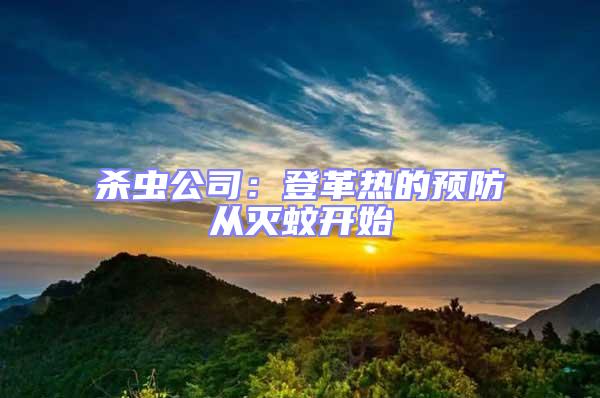 殺蟲公司:登革熱的預(yù)防從滅蚊開始