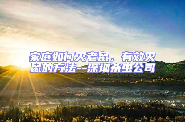 家庭如何滅老鼠,有效滅鼠的方法--深圳殺蟲公司