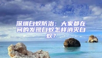 深圳白蟻防治：大家都在問的發現白蟻怎樣消滅白蟻？
