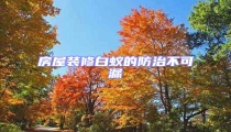 房屋裝修白蟻的防治不可漏